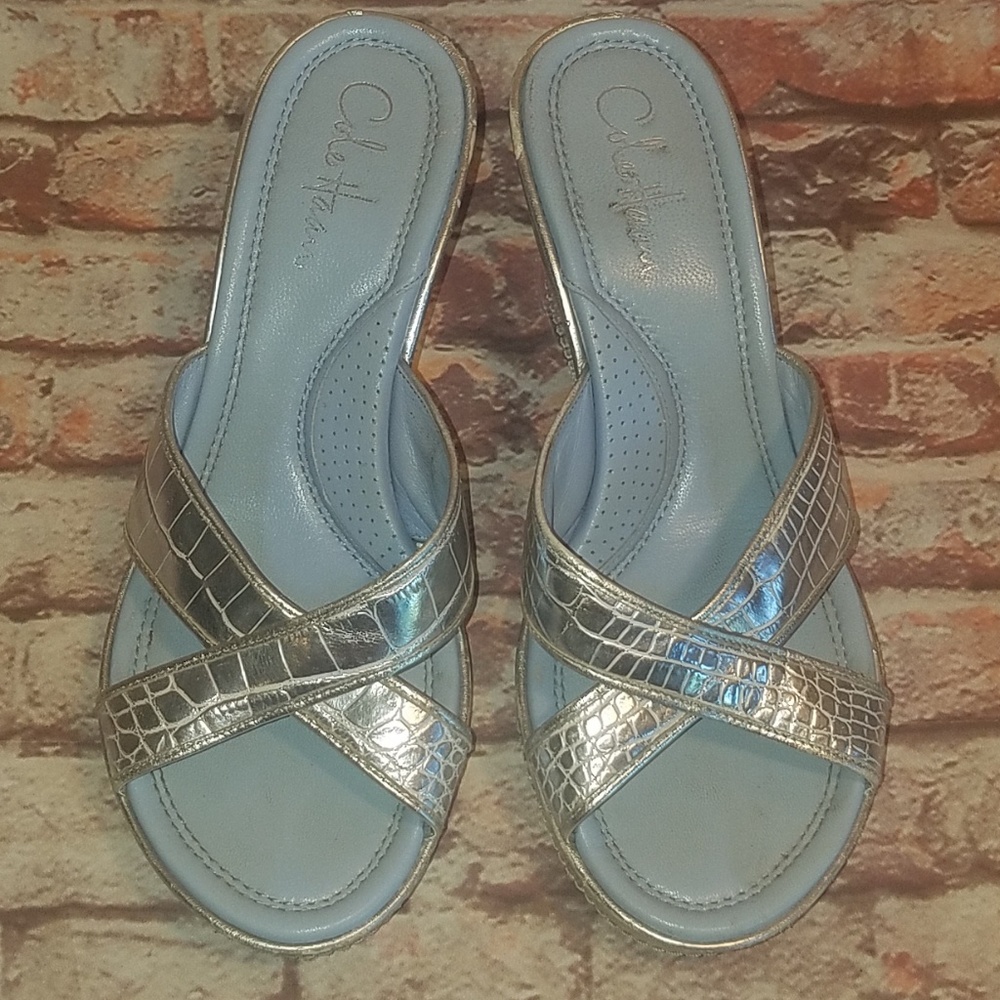 Cole Haan nike collab silver wedge heel shoes